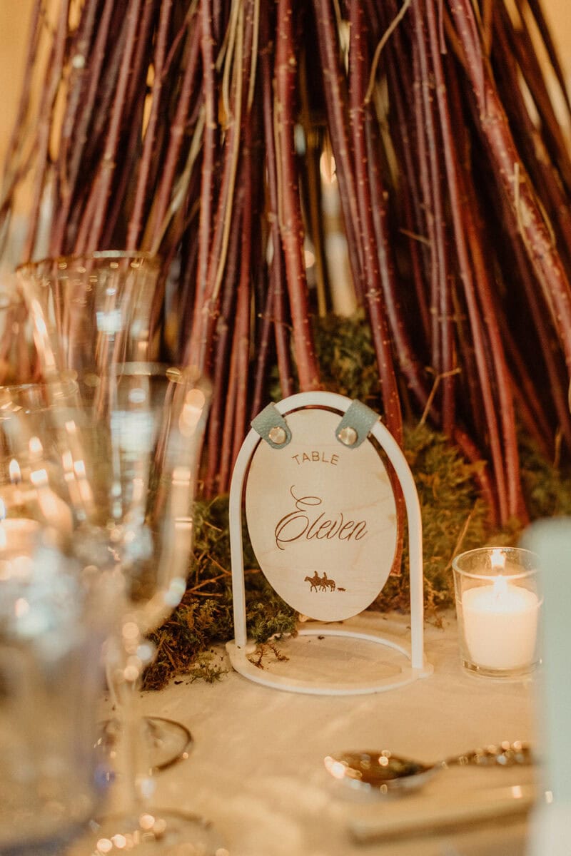 Elegant table setting with personalized name card for Taylor & Danny.