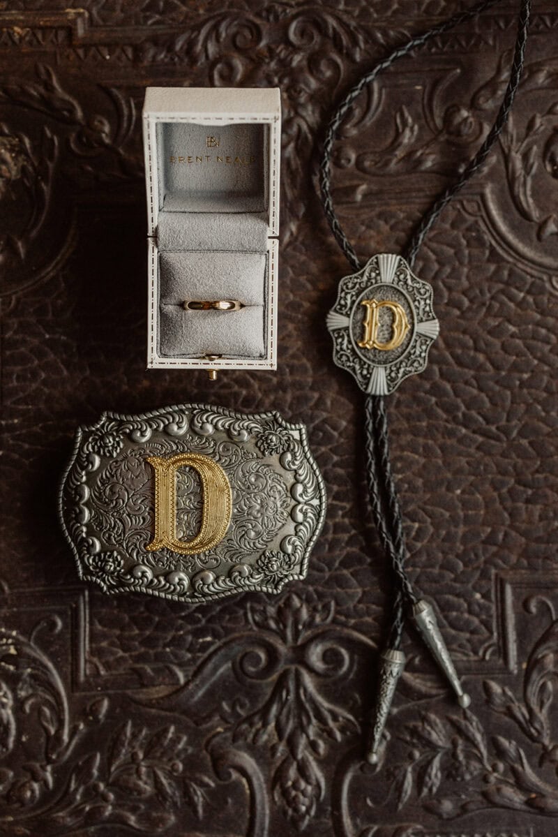 Elegant monogram jewelry set for Taylor & Danny wedding.