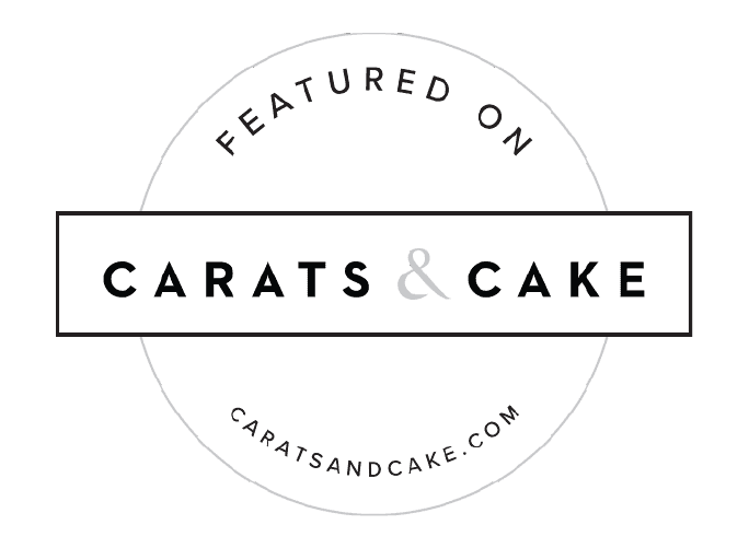 Celebrated Cake & Carats logo with "Baked on" text, featuring a circular design for wedding and even.